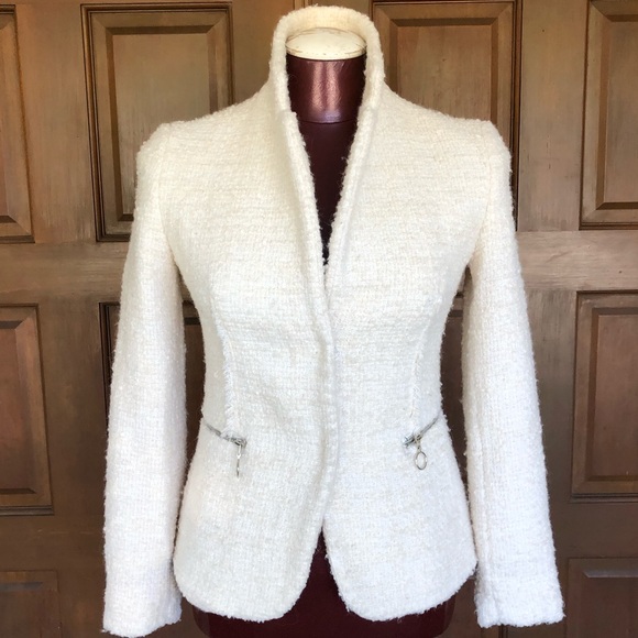 Zara Jackets & Blazers - Zara White Tweed Chanel Style Blazer Jacket XS